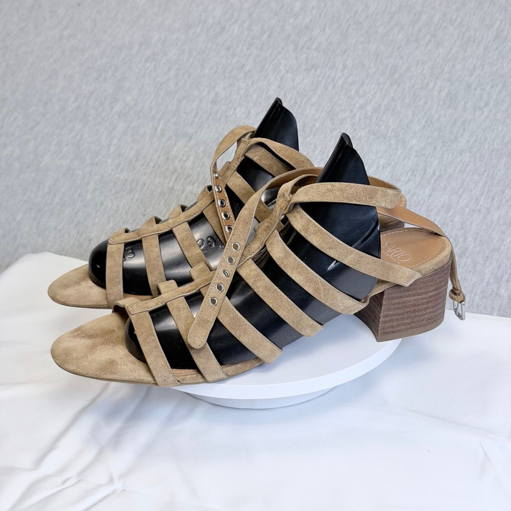 Sarto by Franco Sarto A-Finesse Tan Suede Gladiator Block Heel Sandals Size 12M